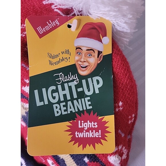 NEW WEMBLEY Winter Hat Cuffed, Twinkle Lights, Happy Holidogs, Christmas - Picture 3 of 5